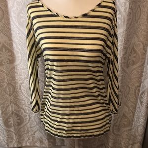 ADDISON long sleeve with shoulder cut outs, yellow and navy size XS